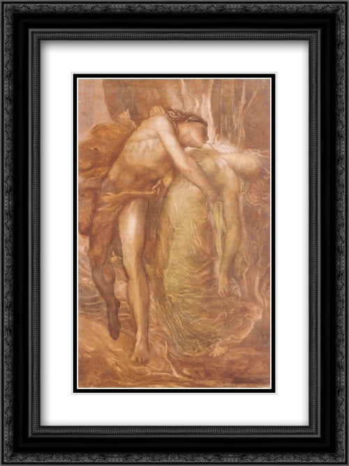 Orpheus and Eurydice 18x24 Black Ornate Wood Framed Art Print Poster with Double Matting by Watts, George Frederick