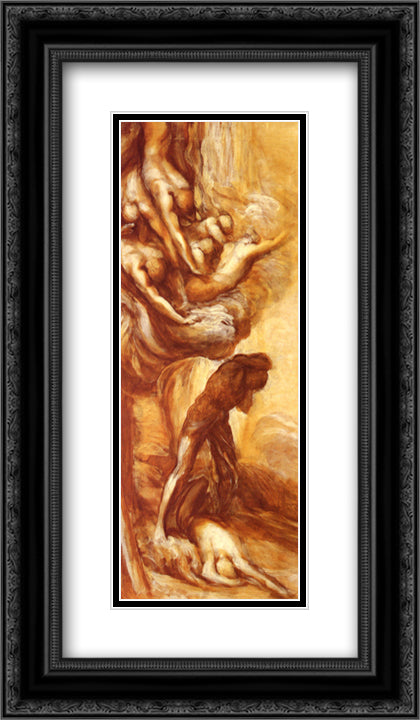 The Denunciation Of Cain 14x24 Black Ornate Wood Framed Art Print Poster with Double Matting by Watts, George Frederick