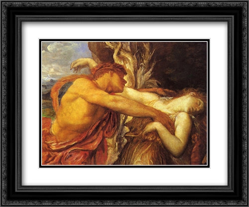 Orpheus and Eurydice (detail) 24x20 Black Ornate Wood Framed Art Print Poster with Double Matting by Watts, George Frederick