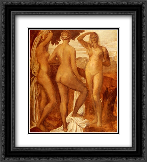 The Judgement Of Paris 20x22 Black Ornate Wood Framed Art Print Poster with Double Matting by Watts, George Frederick