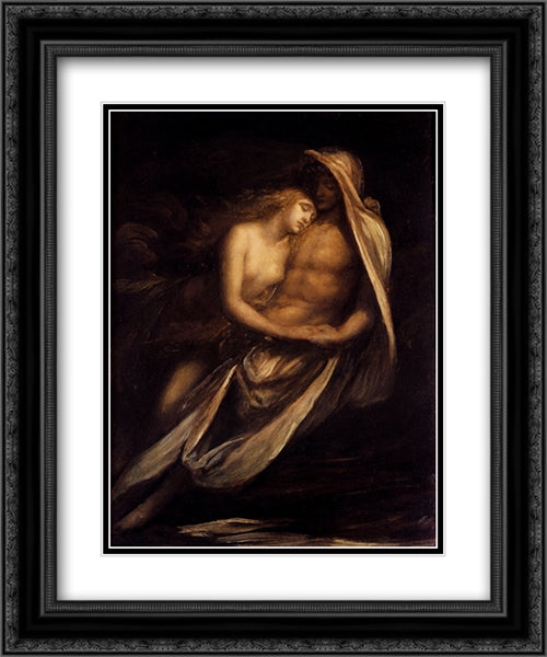 Paulo And Francesco 20x24 Black Ornate Wood Framed Art Print Poster with Double Matting by Watts, George Frederick