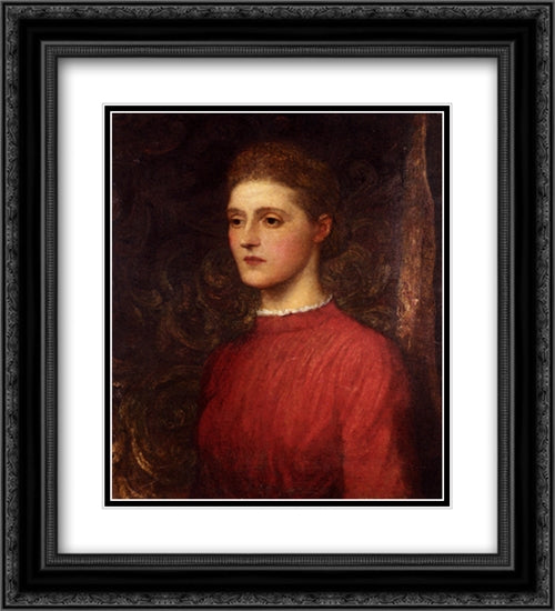 Portrait Of A Lady 20x22 Black Ornate Wood Framed Art Print Poster with Double Matting by Watts, George Frederick