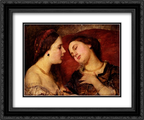 Miss Georgina Treherne 24x20 Black Ornate Wood Framed Art Print Poster with Double Matting by Watts, George Frederick