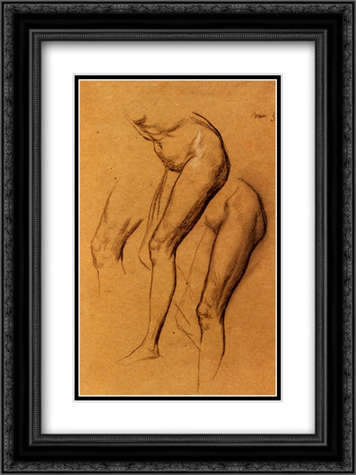 Nude Studies Of Long Mary, Two Being Studies For Eve Tempted 18x24 Black Ornate Wood Framed Art Print Poster with Double Matting by Watts, George Frederick