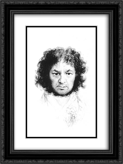 Self-Portrait 18x24 Black Ornate Wood Framed Art Print Poster with Double Matting by Goya, Francisco