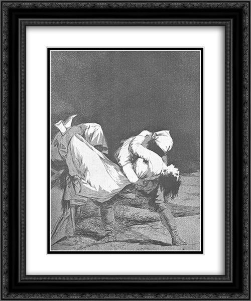 Caprichos - Plate 8: They Carried her Off 20x24 Black Ornate Wood Framed Art Print Poster with Double Matting by Goya, Francisco