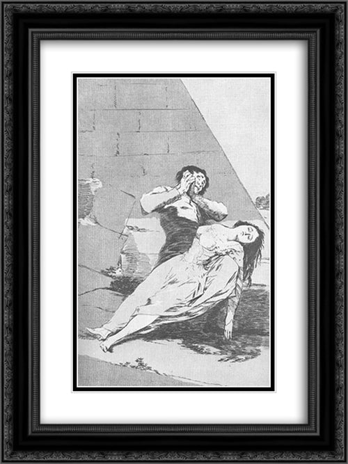 Caprichos - Plate 9: Tantalus 18x24 Black Ornate Wood Framed Art Print Poster with Double Matting by Goya, Francisco