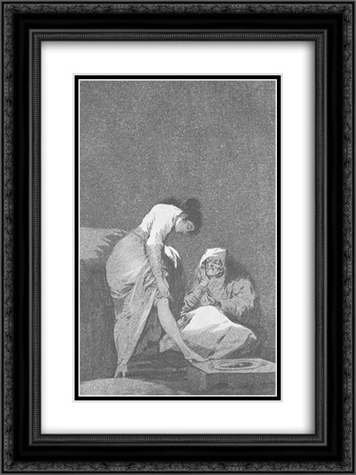 Caprichos - Plate 17: It is Nicely Stretched 18x24 Black Ornate Wood Framed Art Print Poster with Double Matting by Goya, Francisco