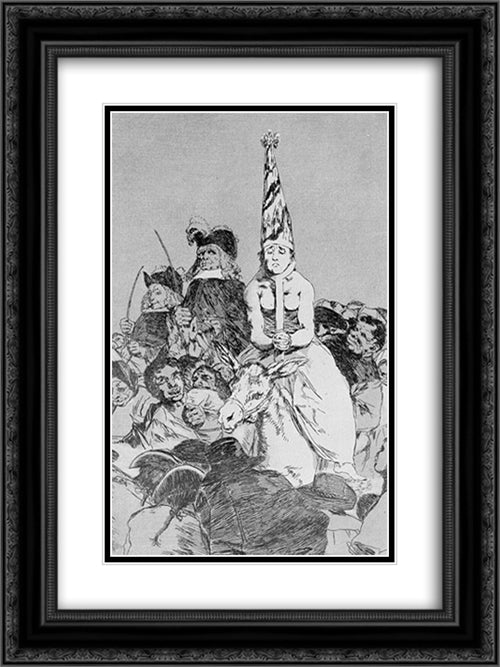 Caprichos - Plate 24: Nothing Could be Done About it 18x24 Black Ornate Wood Framed Art Print Poster with Double Matting by Goya, Francisco