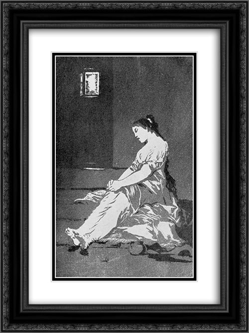 Caprichos - Plate 32: Because she was Susceptible 18x24 Black Ornate Wood Framed Art Print Poster with Double Matting by Goya, Francisco