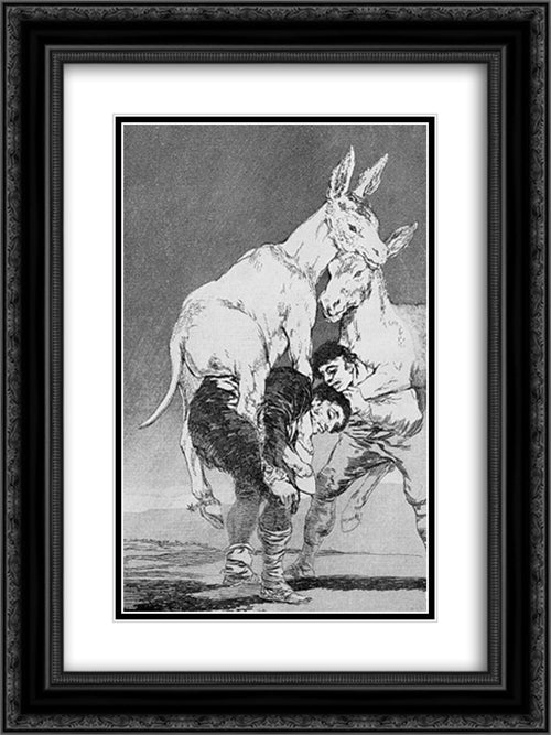 Caprichos - Plate 42: They who Cannot 18x24 Black Ornate Wood Framed Art Print Poster with Double Matting by Goya, Francisco