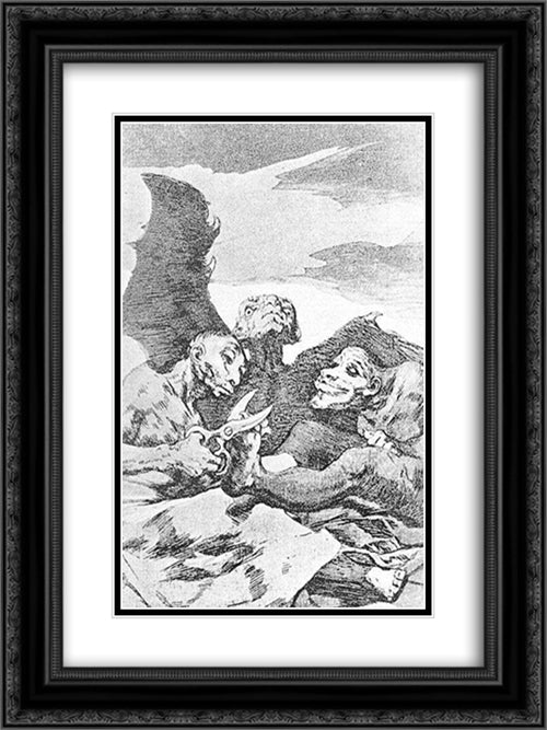 Caprichos - Plate 51: They Pare 18x24 Black Ornate Wood Framed Art Print Poster with Double Matting by Goya, Francisco