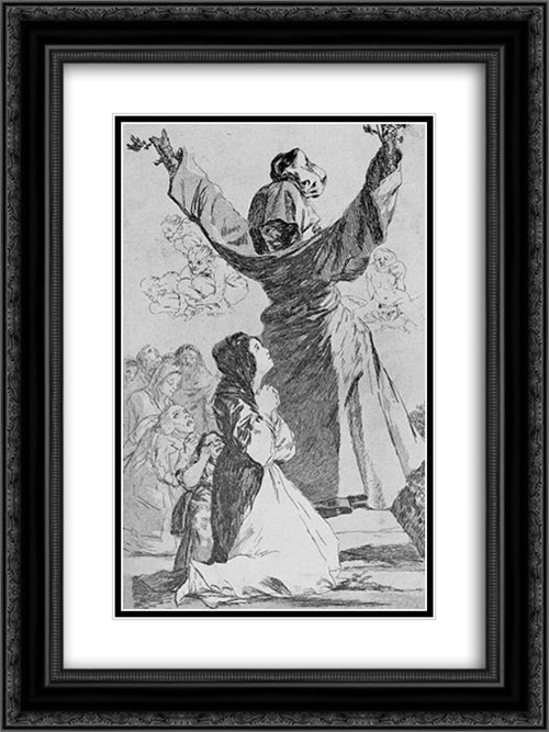 Caprichos - Plate 52: What a Tailor can do! 18x24 Black Ornate Wood Framed Art Print Poster with Double Matting by Goya, Francisco