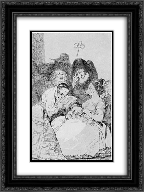 Caprichos - Plate 57: The Filiation 18x24 Black Ornate Wood Framed Art Print Poster with Double Matting by Goya, Francisco