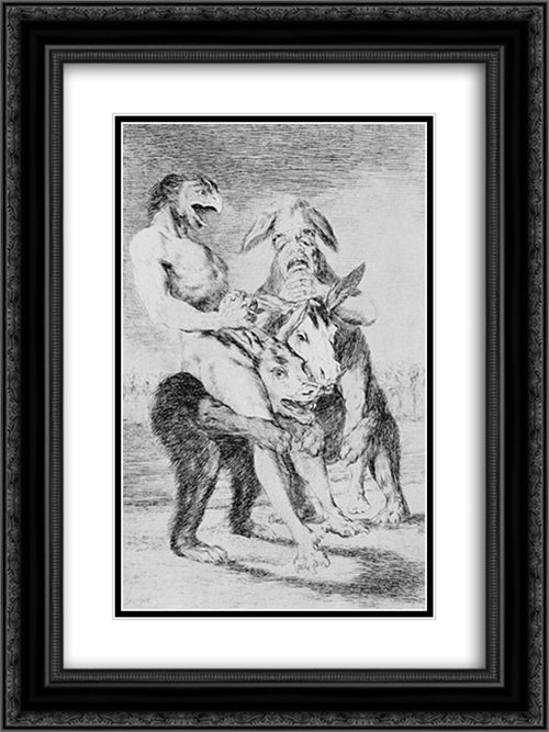 Caprichos - Plate 63: Look how Solemn they are! 18x24 Black Ornate Wood Framed Art Print Poster with Double Matting by Goya, Francisco