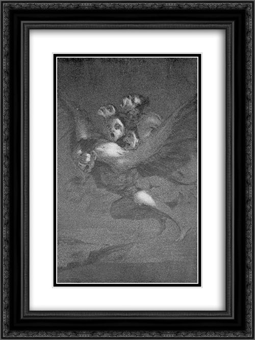 Caprichos - Plate 64: Bon Voyage 18x24 Black Ornate Wood Framed Art Print Poster with Double Matting by Goya, Francisco