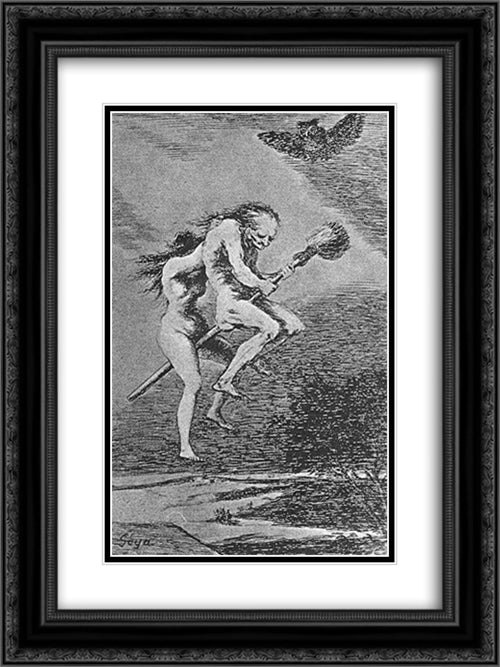 Caprichos - Plate 68: Lovely Teacher 18x24 Black Ornate Wood Framed Art Print Poster with Double Matting by Goya, Francisco