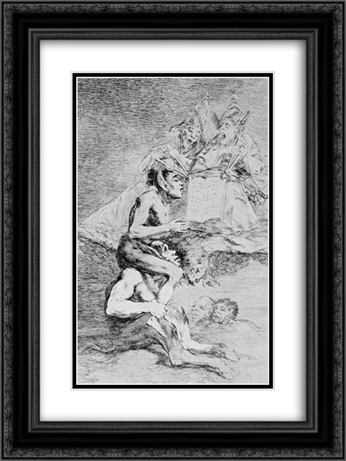 Caprichos - Plate 70: Devout Profession 18x24 Black Ornate Wood Framed Art Print Poster with Double Matting by Goya, Francisco