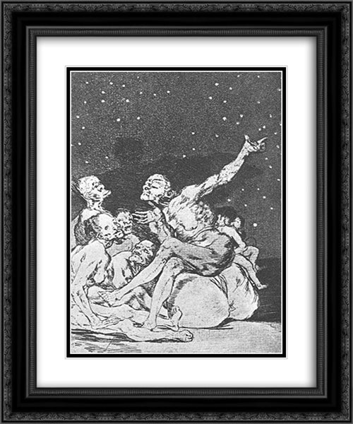 Caprichos - Plate 71: Dawn Comes, We Go 20x24 Black Ornate Wood Framed Art Print Poster with Double Matting by Goya, Francisco