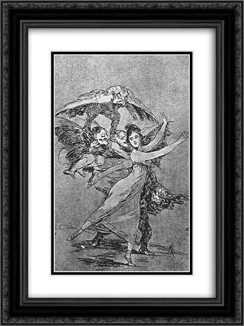 Caprichos - Plate 72: You Cannot Escape 18x24 Black Ornate Wood Framed Art Print Poster with Double Matting by Goya, Francisco