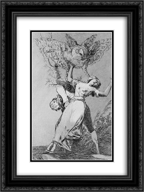 Caprichos - Plate 75: Can't Anyone Untie Us? 18x24 Black Ornate Wood Framed Art Print Poster with Double Matting by Goya, Francisco