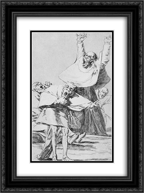 Caprichos - Plate 80: It is Time 18x24 Black Ornate Wood Framed Art Print Poster with Double Matting by Goya, Francisco