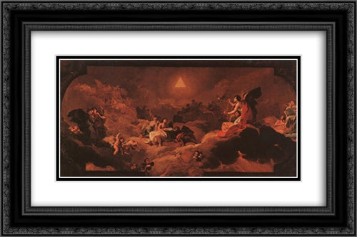 The Adoration of the Name of The Lord 24x16 Black Ornate Wood Framed Art Print Poster with Double Matting by Goya, Francisco