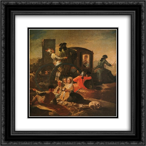 The Pottery Vendor 20x20 Black Ornate Wood Framed Art Print Poster with Double Matting by Goya, Francisco