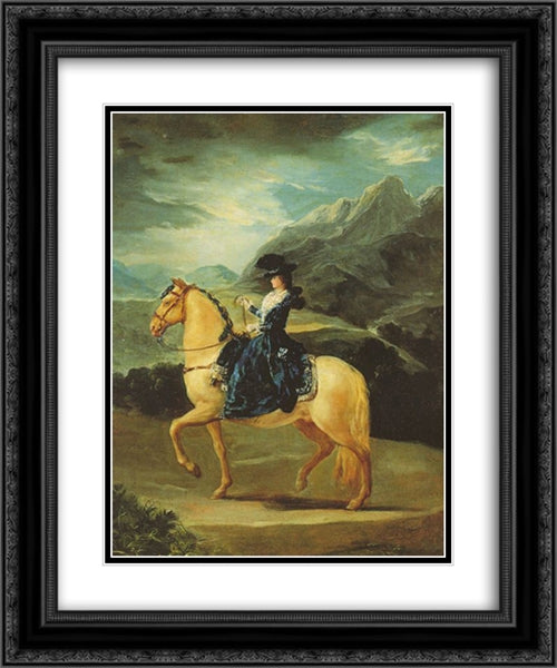 Maria Teresa of Vallabriga on Horseback 20x24 Black Ornate Wood Framed Art Print Poster with Double Matting by Goya, Francisco