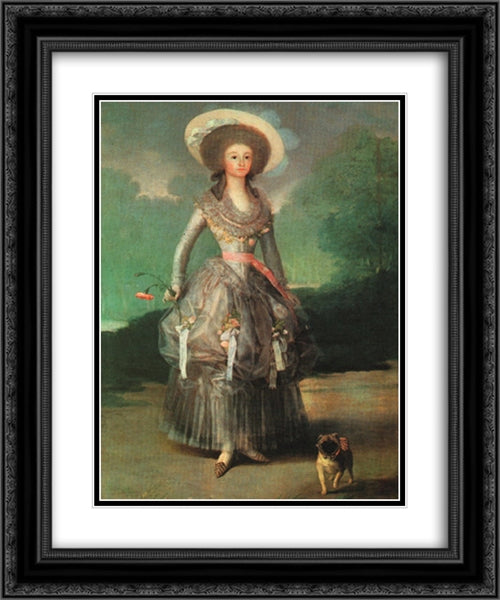 Marquesa de Pontejos 20x24 Black Ornate Wood Framed Art Print Poster with Double Matting by Goya, Francisco