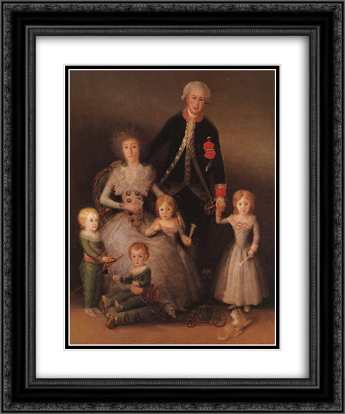 The Duke and Duchess of Osuna and their Children 20x24 Black Ornate Wood Framed Art Print Poster with Double Matting by Goya, Francisco