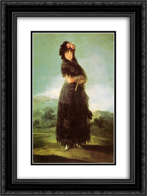 Portrait of Mariana Waldstein 18x24 Black Ornate Wood Framed Art Print Poster with Double Matting by Goya, Francisco