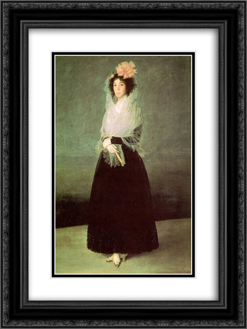 The Countess of El Carpio 18x24 Black Ornate Wood Framed Art Print Poster with Double Matting by Goya, Francisco