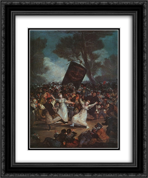 The Burial of the Sardine 20x24 Black Ornate Wood Framed Art Print Poster with Double Matting by Goya, Francisco