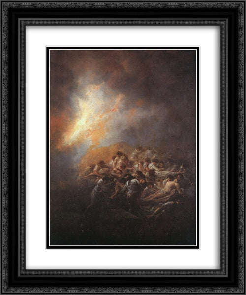 The Fire 20x24 Black Ornate Wood Framed Art Print Poster with Double Matting by Goya, Francisco