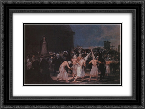 Procession of Flagellants on Good Friday 24x18 Black Ornate Wood Framed Art Print Poster with Double Matting by Goya, Francisco