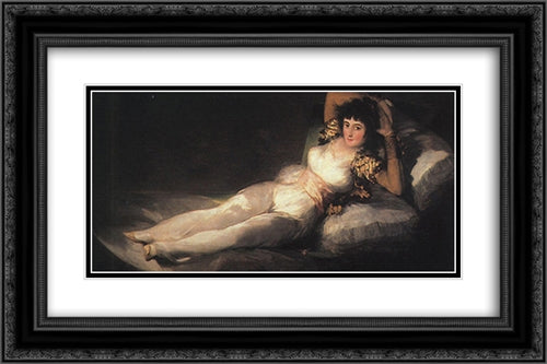 Clothed Maja 24x16 Black Ornate Wood Framed Art Print Poster with Double Matting by Goya, Francisco