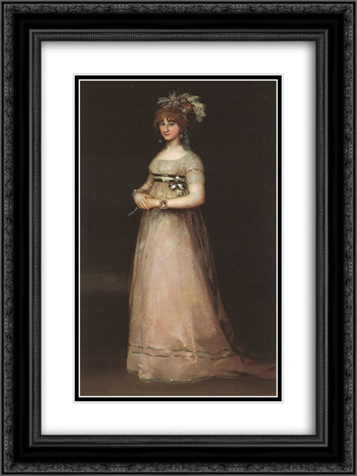 The Countess of Chinchon 18x24 Black Ornate Wood Framed Art Print Poster with Double Matting by Goya, Francisco