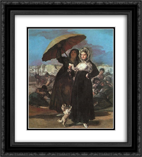 Young Majas 20x22 Black Ornate Wood Framed Art Print Poster with Double Matting by Goya, Francisco