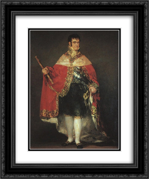 Ferdinand VII in his Robes of State 20x24 Black Ornate Wood Framed Art Print Poster with Double Matting by Goya, Francisco