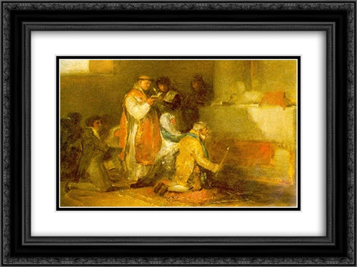 The ill-matched Couple 24x18 Black Ornate Wood Framed Art Print Poster with Double Matting by Goya, Francisco