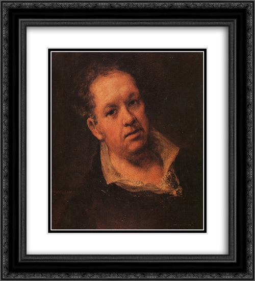 Self-Portrait 20x22 Black Ornate Wood Framed Art Print Poster with Double Matting by Goya, Francisco