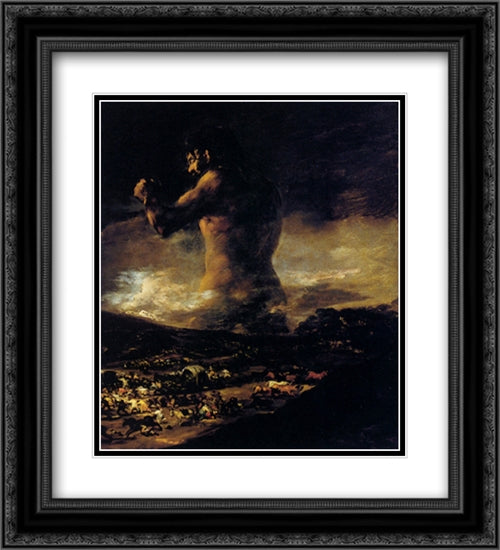 The Colossus 20x22 Black Ornate Wood Framed Art Print Poster with Double Matting by Goya, Francisco