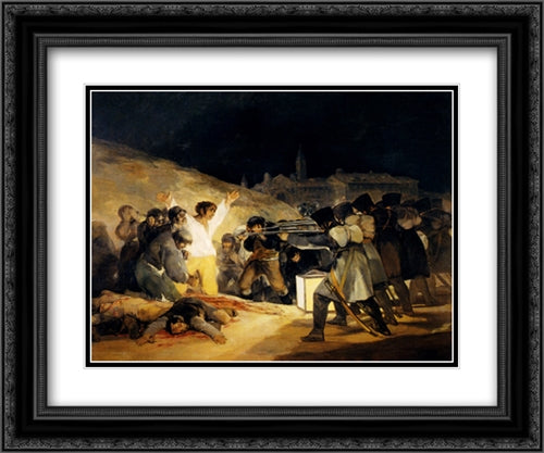 May 3, 1808 24x20 Black Ornate Wood Framed Art Print Poster with Double Matting by Goya, Francisco