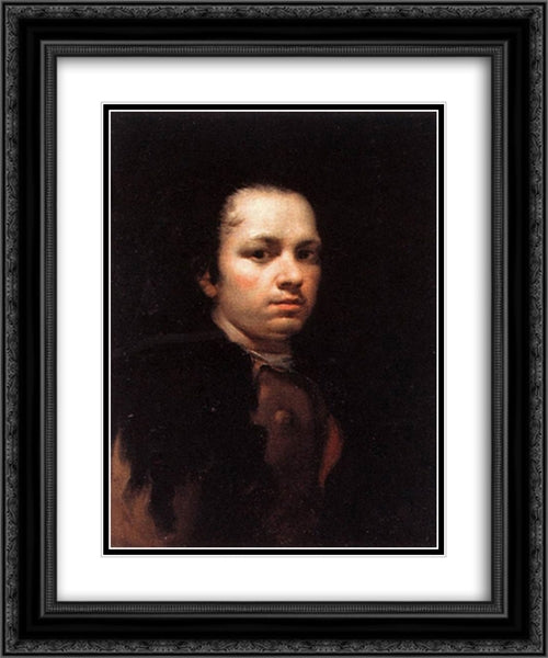 Self-Portrait 20x24 Black Ornate Wood Framed Art Print Poster with Double Matting by Goya, Francisco