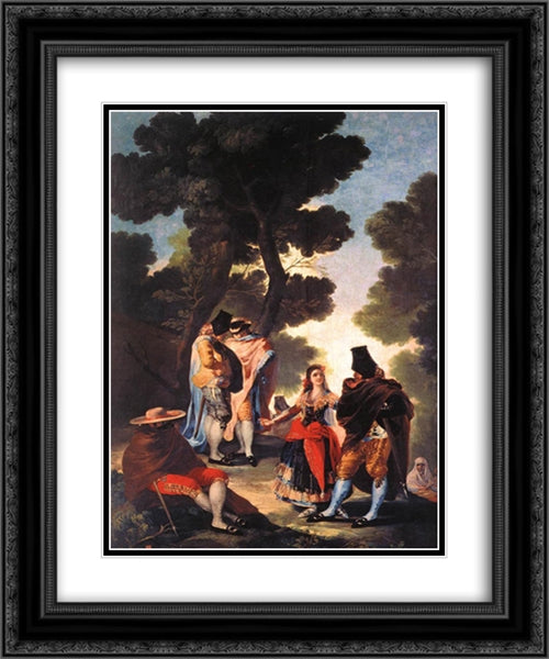 A Walk in Andalusia 20x24 Black Ornate Wood Framed Art Print Poster with Double Matting by Goya, Francisco