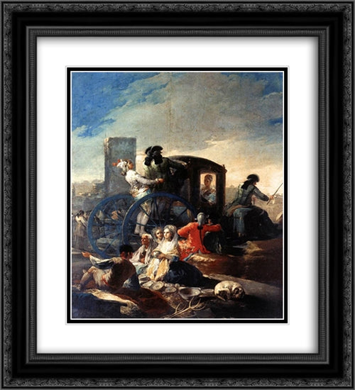 The Crockery Vendor 20x22 Black Ornate Wood Framed Art Print Poster with Double Matting by Goya, Francisco