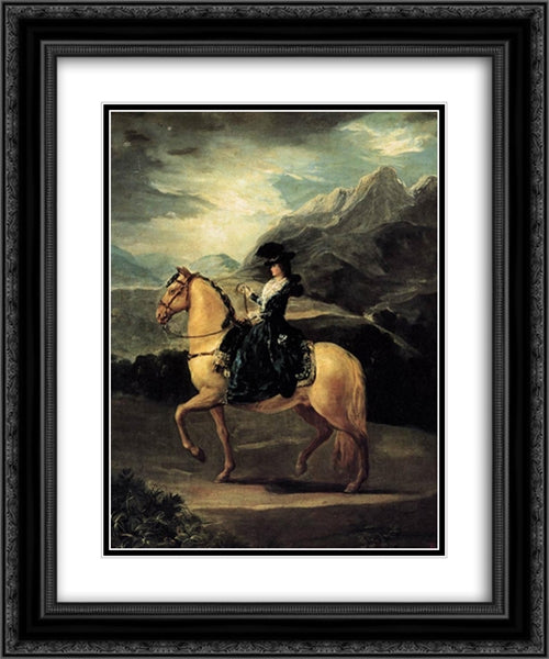 Portrait of María Teresa de Vallabriga on Horseback 20x24 Black Ornate Wood Framed Art Print Poster with Double Matting by Goya, Francisco