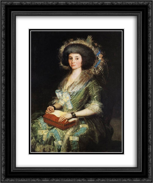 Portrait of the Wife of Juan Agustín Cean Bermúdez 20x24 Black Ornate Wood Framed Art Print Poster with Double Matting by Goya, Francisco