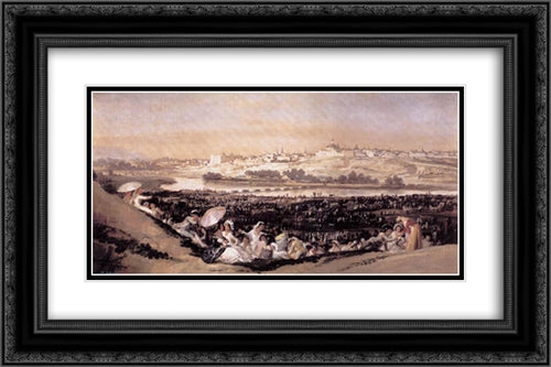 The Meadow of San Isidro on his Feast Day 24x16 Black Ornate Wood Framed Art Print Poster with Double Matting by Goya, Francisco